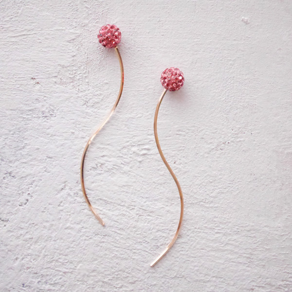 Linestone Wire Earrings Rosepink