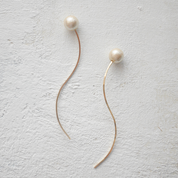 Cottonpearl Wire Earrings Kisuka