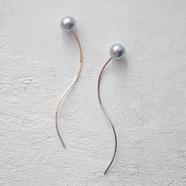 Cottonpearl Wire Earrings Richgray