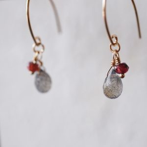 labradorite garnet Earring