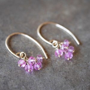 Pink Color Quartz Berry Earrings