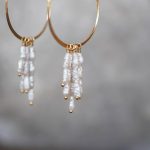 Pearl line hoop earrings