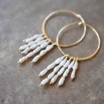 Pearl line hoop earrings