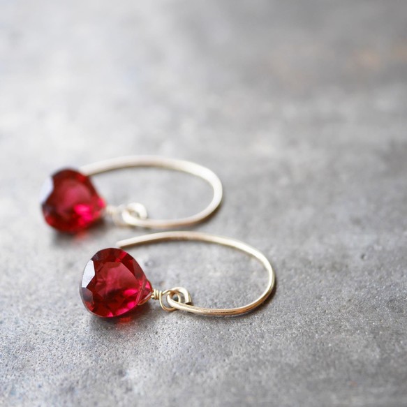 Ruby Red Quartz Faceted Earrings