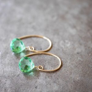 Seafoam Green Quartz Faceted Earrings