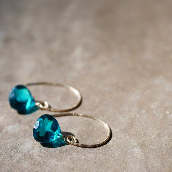 Peacock  Green Quartz Faceted Earrings