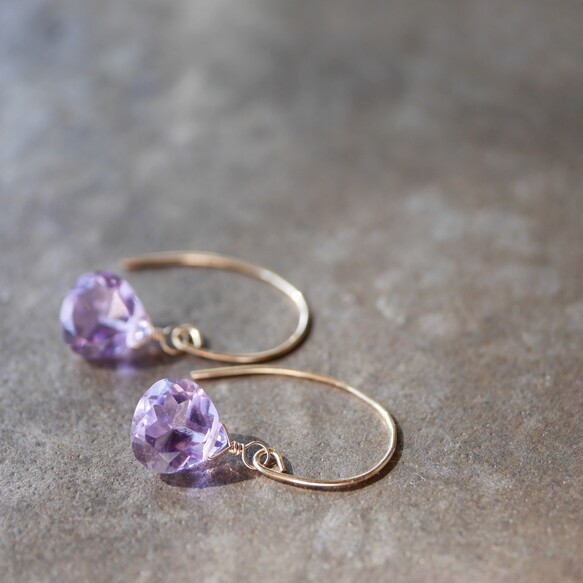 Lilac pink quartz faceted earrings