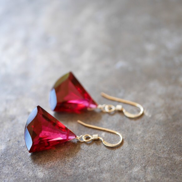 Ruby red quartz earrings