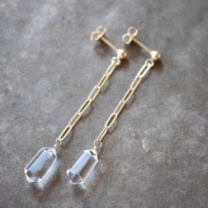 Crystal chain icicle earrings