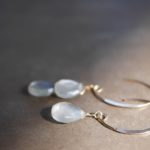 Ceylon Gray Moonstone Line Earrings