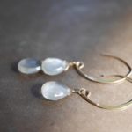 Ceylon Gray Moonstone Line Earrings