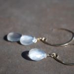 Ceylon Gray Moonstone Line Earrings