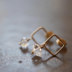 Herkimer diamond one ear earrings