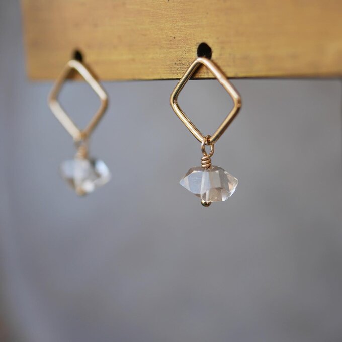 Herkimer Diamond Chain Earrings ハーキマーダイヤモンドのアメリカン