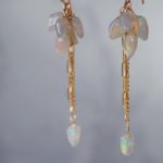 Gray color opal line earrings