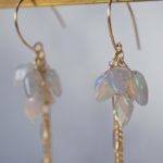 Gray color opal line earrings