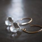 crystal peach earrings