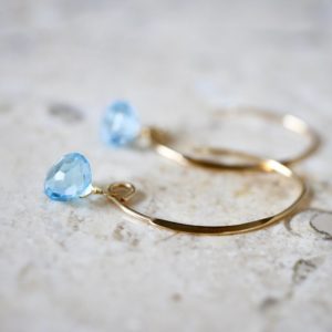 blue topaz onion cut earrings