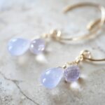 Blue lace agate and kunzite line earrings