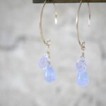 Blue lace agate and kunzite line earrings