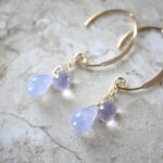 Blue lace agate and kunzite line earrings