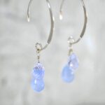 Blue lace agate and kunzite line earrings