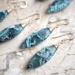 Natural blue chrysocolla marquise earrings