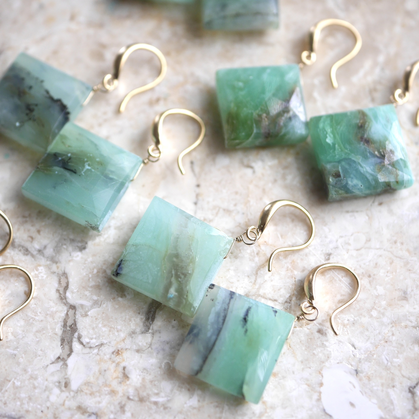 Peruvian blue opal square earrings