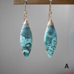 Natural blue chrysocolla marquise earrings