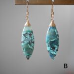 Natural blue chrysocolla marquise earrings