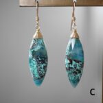 Natural blue chrysocolla marquise earrings