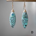 Natural blue chrysocolla marquise earrings