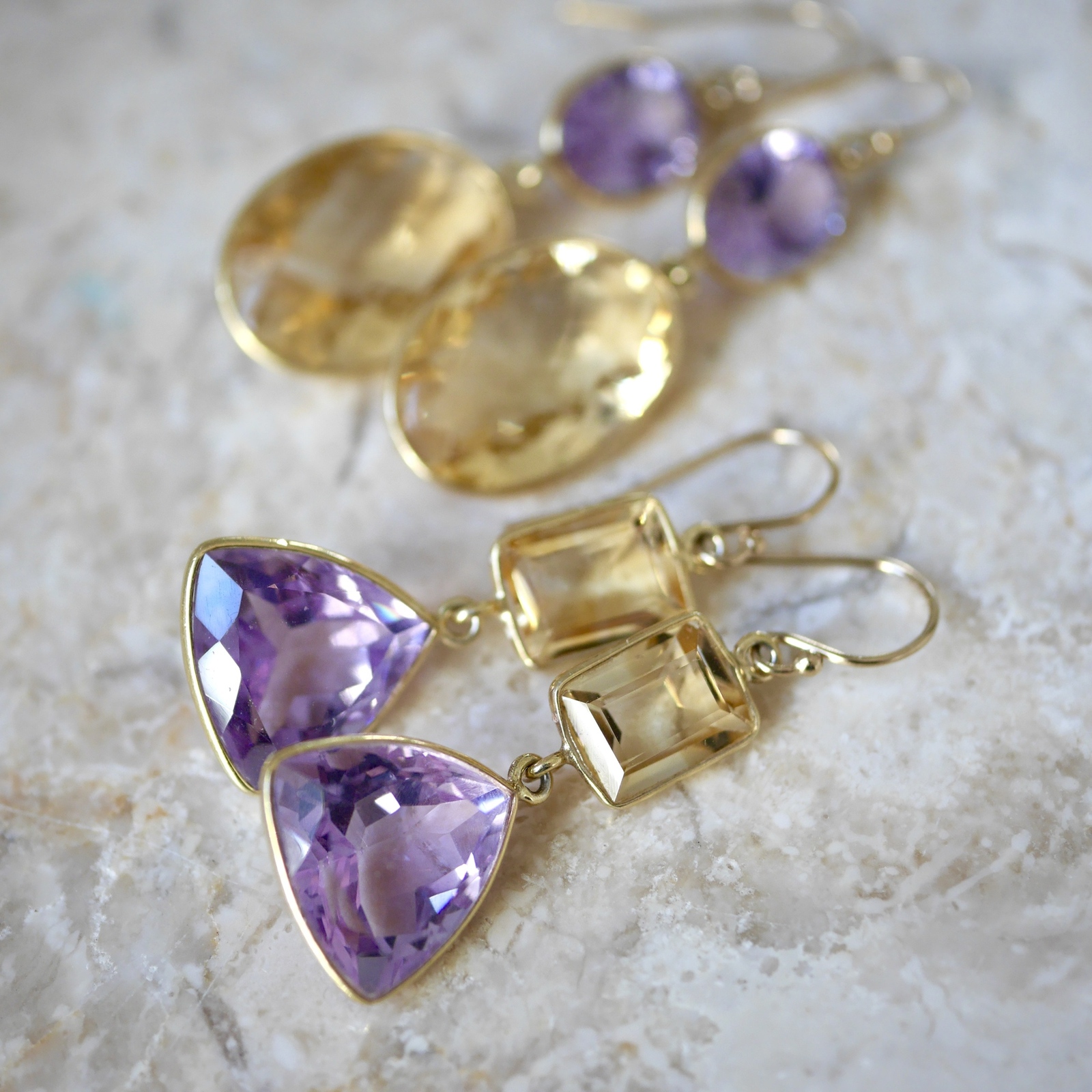 Amethyst and Citrine Earrings