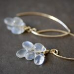 Ceylon moonstone pear-shaped belly earrings