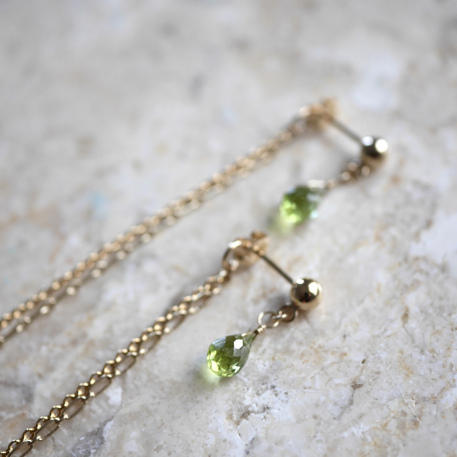 Peridot line earrings