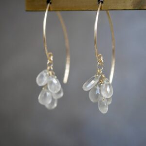 Ceylon moonstone pear-shaped belly earrings