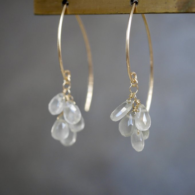 Ceylon moonstone pear-shaped belly earrings