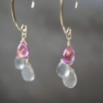 Ceylon moonstone ruby ​​earrings