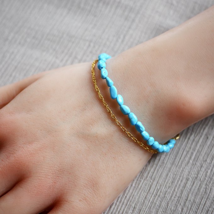 Sleeping Beauty Turquoise and Chain Bracelet