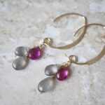 Ceylon moonstone ruby ​​earrings