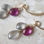 Ceylon moonstone ruby ​​earrings