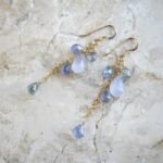 Blue lace agate and tanzanite line earrings
