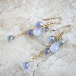 Blue lace agate and tanzanite line earrings